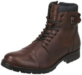 JACK & JONES Homme JFWALBANY Leather STS Biker Boots, Marron(Brown Stone Brown Stone), 40 EU