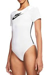 Nike W NSW HRTG Bodysuit SS Body Femme, White/(Black), FR : XS (Taille Fabricant : XS)