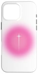 Coque pour iPhone 16 Pro Max Pink Aura Y2K Croix de foi chrétienne