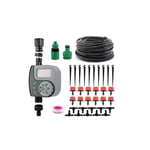 Système d'irrigation de jardin 10 m – Kit d'irrigation goutte à goutte avec minuterie d'eau numérique – Kit d'arrosage automatique pour parterres de