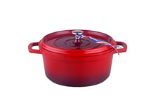 KAMBERG - 0008189 - Cocotte Ø 28 cm Ronde Rouge Flammée - Fonte d'aluminium - Revêtement pierre - Tous feux dont induction - Sans PFOA