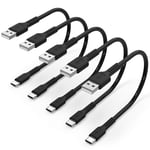 30Cm Câble Usb C Court, [Lot De 5] Câble Usb A Vers Usb Type C 3A Charge Rapide Cable Usb C Android Auto Pour Samsung Galaxy A12/A32/A52/S10/S20/S21, Xiaomi Redmi 9T/Note 10, Huawe[CAB133112]