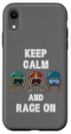 Coque pour iPhone XR Casques rétro vintage, Go Kart Car Racing, Keep Calm & Race On