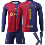 FCB 1 TER STEGEN 2023/2024 Långärmad höst, vinter Borta Barn Fotbollströja/Shorts/Strumpor Set  Ungdom barn Storlekar 24