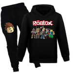 7-14 år Barn Tonåringar Roblox Pullover Hoodies Sweatpants Outfit Set Jogging Tracksuit Sweatshirt Set Gåvor Black 13-14Years