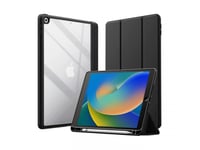 Crong Primefolio - Ipad 10.2" (2021-2019) Case With Stand And Apple Pencil Storage (Black/Transparent)