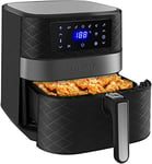 LLIVEKIT 5.5 L Air Fryer Family Size Hot Large Air Fryer Low Fat and Oil-Less Cooking, Digital Touchscreen, Removable Basket, Timer & Temperature Control, 7 Presets with Cookbook, Black