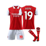 Arsenal hemmatröja 2022-2023 Pepe No.19 fotbollströja 3-delade kit för barn Vuxna 26(145-150CM)