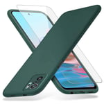 Richgle Compatible with Xiaomi Redmi Note 10 / 10S Case & Tempered Glass Screen Protector, Slim Soft TPU Silicone Case Cover Shell Compatible with Redmi Note 10 / 10S - Midnight Green RG81017