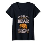 Womens Bear Hunting Funny Wildlife Animals Hunt V-Neck T-Shirt