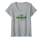 Minecraft Creeper And Pig Text Logo V-Neck T-Shirt