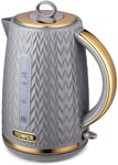 Tower T10052GRY Jug Kettle Anti-limescale Filter Empire 1.7L Textured Grey