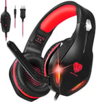 Stynice Gaming Headset with Microphone for Xbox PS5 PS4 Nintendo Switch PC - 3.5mm Jack Wired Headphones with Noise Cancelling Mic & LED - 50mm Audio Drivers & Soft Earpads