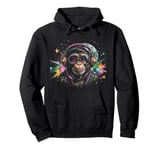 Monkey DJ Space Headphones Retro Groove Pullover Hoodie