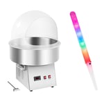 Royal Catering Candy Floss Machine Set with LED Cotton Sticks - Sneeze Guard 52 cm 1,030 watts