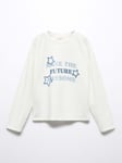 Mango Kids' Awesome Long Sleeve T-Shirt, Natural White