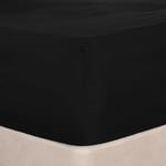 Brentfords Fitted Bed Sheets Double Black, Double Bed Sheets Fitted Easy Care Ultra Soft Fade Resistant Microfibre Double Bed Sheet Bedding Linen