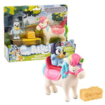 BlueY Giochi Preziosi Figurine et Cheval avec crinière Multicolore équipée de Selle et Tabouret de montée comme Accessoire pour Enfants à partir de 3 Ans, BLY12200