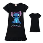 Lilo Stitch Princess Nattlinne Barn Tjej Ruffle Sovkläder Klänning Nattkläder Pyjamas Pjs Black 160cm