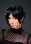 Womens Deluxe Wednesday Prom Style Black Wig