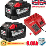 2X For Milwaukee 18V for M18 9Ah 6Ah 5Ah Li-ion Battery 48-11-1860 /Charger