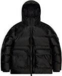 Rains Unisex Alta Puffer Cargo Jacket W3T3 Black Grain, L