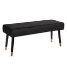 Banc Banquette en Velours Noir 100 x 35 x 45 cm