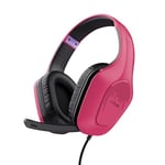 Trust Gaming GXT 418P Rayne Lightweight Gaming Headset for PC Xbox PS4 PS5 Switch Mobile, 3.5 mm Jack, 2m Cable, 50mm Drivers, Foldaway Microphone, Over-Ear Wired Headphones, Pink