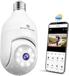 Caméra Surveillance Ampoule Extérieure Étanche, Caméra Wifi Sans Fil 2,4 Ghz, Caméra Sécurité Intelligente 2K Avec Vision Nocturne Couleur, Détection Mouvement Humain, Compatible Avec Alexa