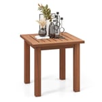 Costway Table Basse Carrée En Bois -Charge 33kg- Plateau À Lattes, Résistant Aux Intempéries - Table D'appoint Intérieure Extérieure