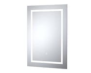 nuie LQ505 Mirrors Modern Bathroom Wall Hung LED Touch Sensor Mirror with Demister, 700mm x 500mm, Glass