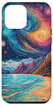 Coque pour iPhone 14 Pro Max Paysage de plage galactique merveilleux art