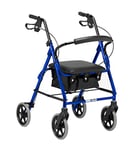 Days Lightweight Wheel Rollator, Folding Four Wheel Walker with Padded Seat, Ergonomic Handles, Carry Bag, Lockable Brakes, Mobility Aids, Small, Blue