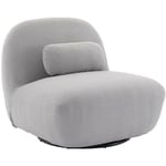 Sweeek - Fauteuil pivotant 360° en bouclette texturée gris clair. piètement en métal noir mat - spino