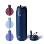 BOTTLE BOTTLE Insulated Water Bottle 950ml(32oz) with Straw and Lid for Sports and Gym Stainless Steel Metal Drink Thermos Flask for Hot Water with Handle (indigo blue)