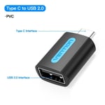 Vention-Adaptateur de type C mâle vers USB 3.0 femelle OTG,convertisseur de câble pour Macbook Pro,Samsung S20,S10 - Type USB 2.0 PVC Black