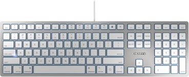 Kc 6000 Slim For Mac Clavier Pour Mac Filaire (Connexion Usb-A), Layout Us(Qwerty), Touches Silencieuses, Conception Compacte Et Plate, Blanc-Argent