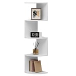 WOLTU Étagère d'angle à 5 Niveaux, Étagère Murale, Étagère Angle Murale Zigzag, Bibliothèque Angle, pour Chambre à Coucher, Salon, Cuisine, Blanc, en Bois d'ingénierie, RG9520ws