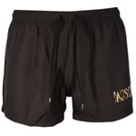 Moschino Mens Small Leopard Print Design Black Short Swim Shorts - Size Large