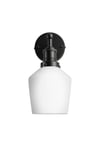 Brooklyn Opal Glass Schoolhouse Wall Light, 5.5 Inch, White, Black Holder