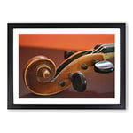 Big Box Art Violin Instrument (2) Framed Wall Art Picture Print Ready to Hang, Black A2 (62 x 45 cm)