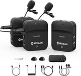 Micros Cravate sans Fils, C1X 2,4 GHz Système Microphone Duo Kit Lavalier Mic pour Appareil Photo Caméra Smartphone Caméscope Enregistreur Laptop PC, Microphone-Cravate-sans-Fils-Wireless.[G2742]