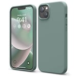 elago Coque Silicone Liquide Compatible avec iPhone 14 Plus Étui (6.7”), Coque Silicone Premium, Housse Protection Complète - Case Antichoc à 4 Structure, Microfibre Douce Empêche Rayures (Vert Nuit)