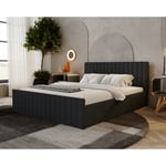 Lit double 140x200 Billo Slim Velvet, Lit avec Tiroir de Lit - Lit adulte Moderne - Noir (Amor Velvet 4322) - Noir