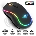 Spirit Of Gamer PRO M9, Souris Gamer Sans Fil Ambidextre, 6 Boutons Programmables, Capteur Optique 4200 DPI, Rétroéclairage RGB