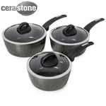 Tower Cerastone 3pc Saucepan Set