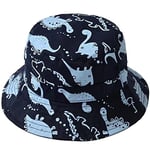 Malaxlx Unisexe Bob Bébé Enfant Chapeau de Soleil Dinosaure Bleu Marine Chapeau de Pêcheur Nourrisson Chapeaux de Seau Chapeau de Plage Visière pour 12-24 Mois Fille Garçon