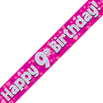 OakTree Ltd Happy 9e Anniversaire Bannière, Foil, Rose, 270 x 12 x 0.1 cm