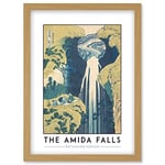 Wee Blue Coo Katsushika Hokusai The Amida Falls Painting Artwork Framed Wall Art Print A4