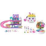 Polly Pocket Dolls, Pollyville Drive-In Movie Theatre Playset, HPV39 & Dolls and Playset, Animal Toys, Flower Garden Bunny Compact with Water Play and 2 Color-Change Pieces, HKV36